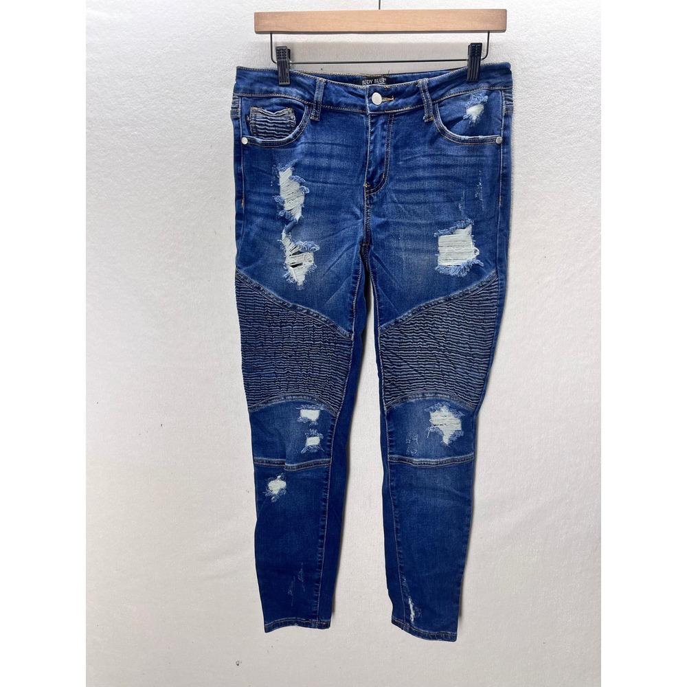 Judy Blue Skinny Jeans Womens 9/29 Blue stretch Moto Distressed JB88469 3304